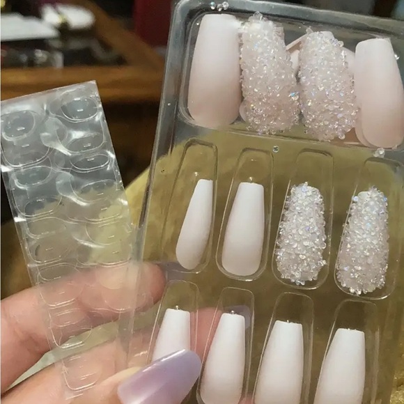 Medium Length Coffin Press On Nails With Bling - Picture 6 of 8